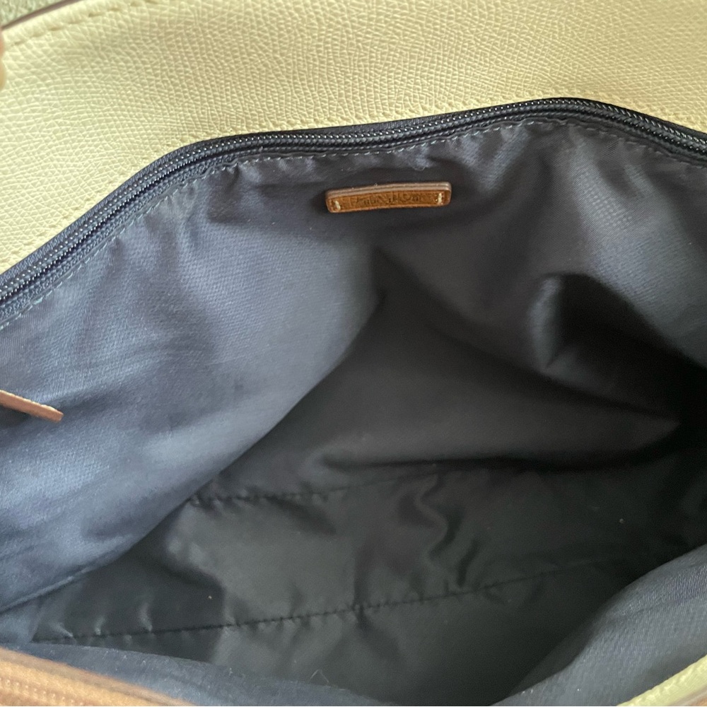 Tumi Cream and Brown Leather-Trim Tote Bag - Picture 13 of 16